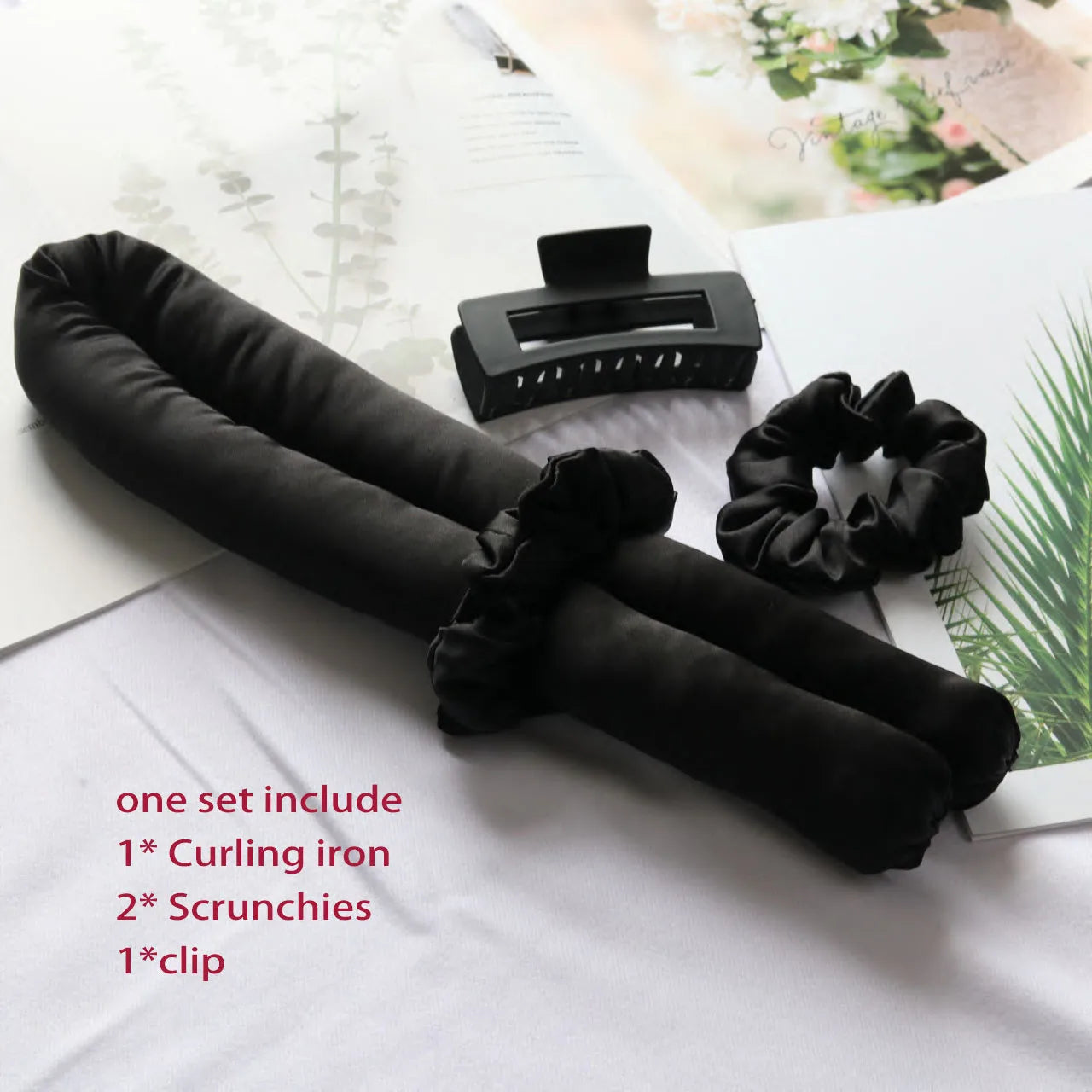 SilkCurl™ Heatless Hair Rollers Set – Gentle Curling with Clips, Scrunchy & Ribbon