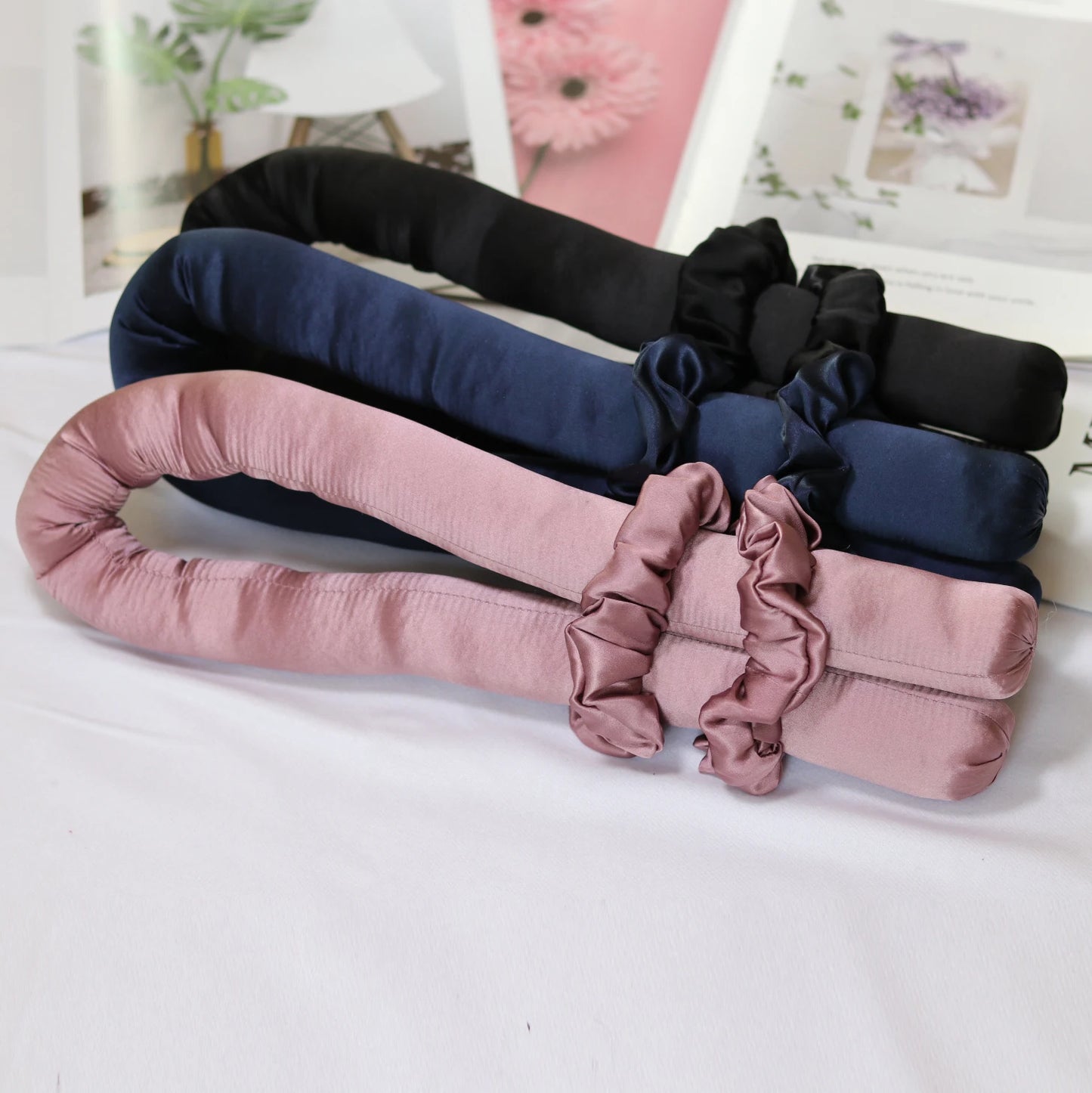 SilkCurl™ Heatless Hair Rollers Set – Gentle Curling with Clips, Scrunchy & Ribbon
