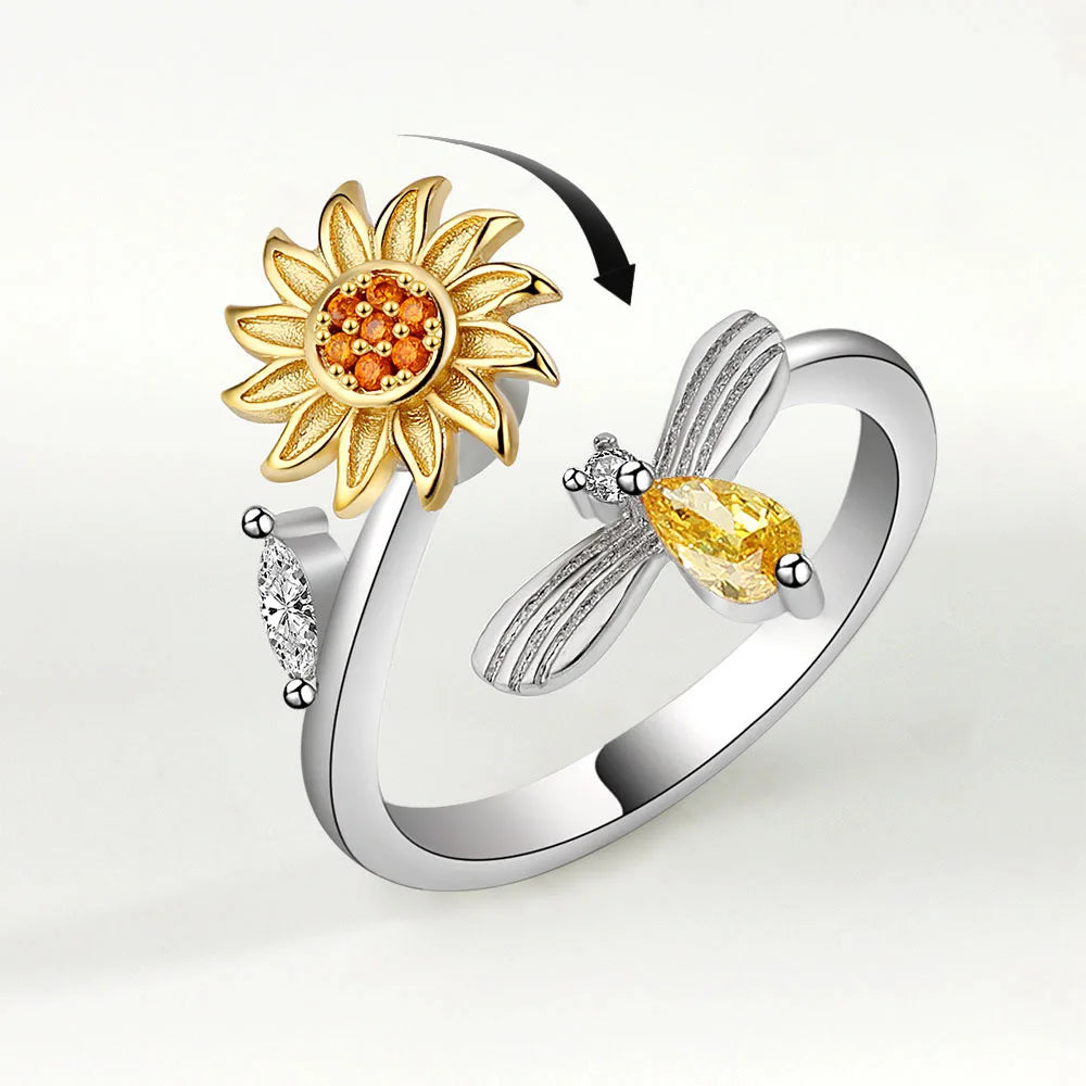 Honeybee Kiss - Subtle ADHD Spinner Ring for Daily Wear