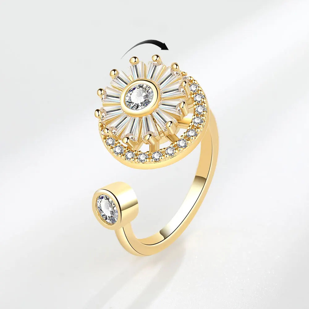 Wheel of Fortune - Anxiety-Relief Ring in Sterling Silver Gold Plated Finish