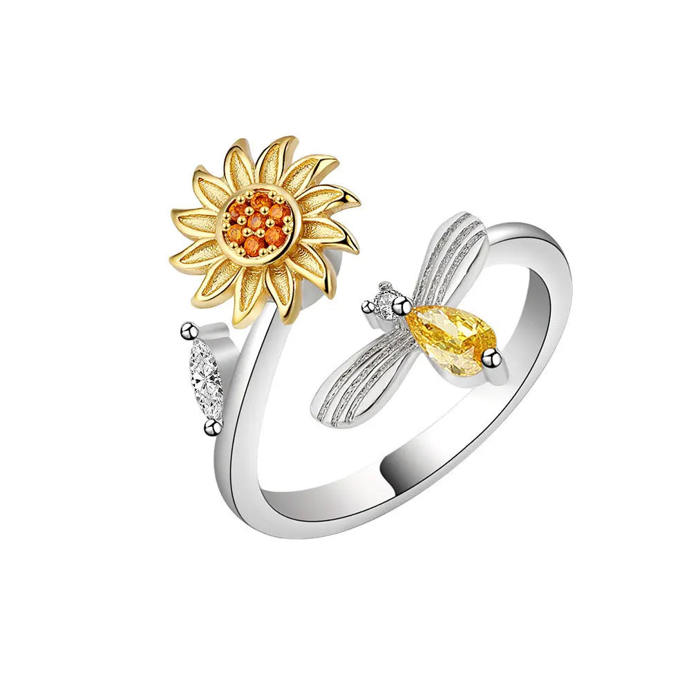 Honeybee Kiss - Subtle ADHD Spinner Ring for Daily Wear