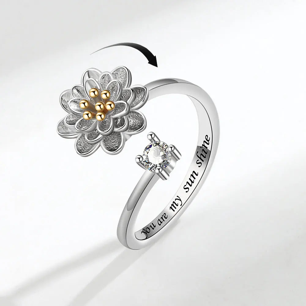 Lotus Whisper - Adjustable Sterling Silver ADHD Fidget Ring