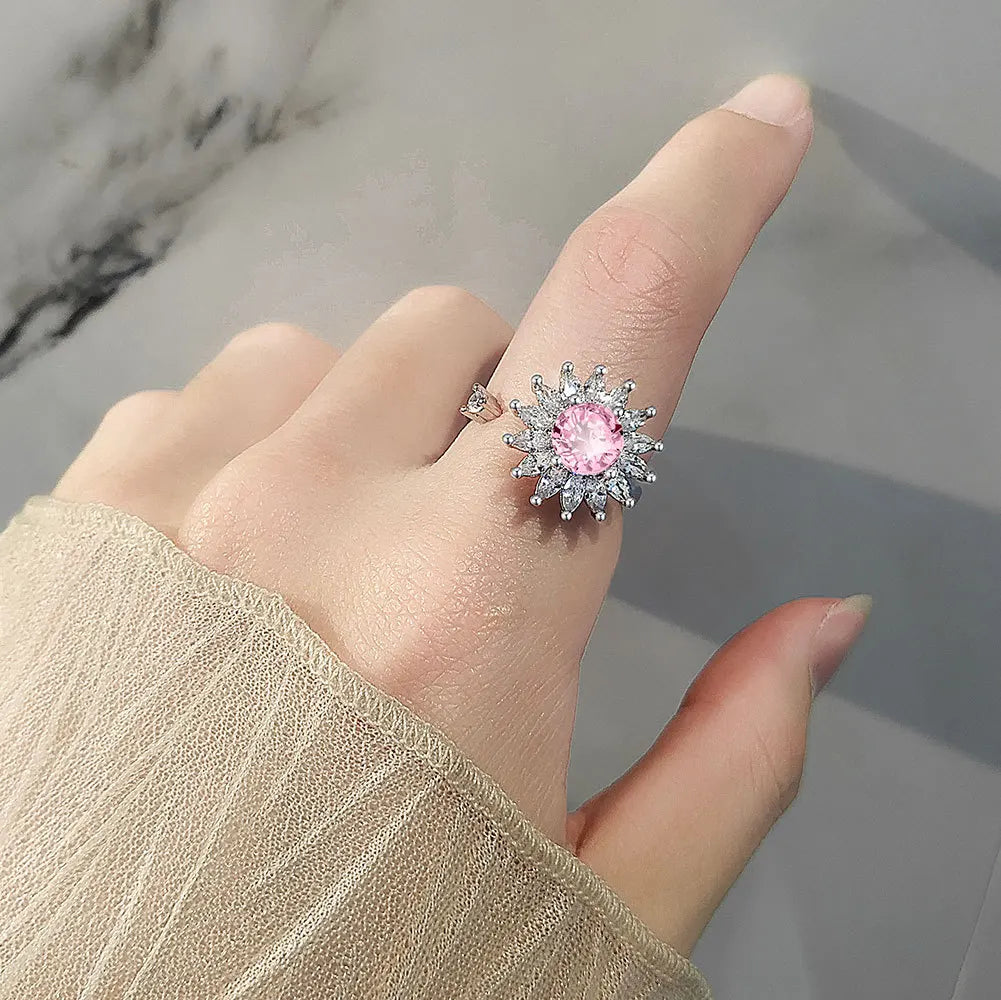 Mystic Blossom - Fidget Jewelry Ring – Sterling Silver Calm - Pink and Gold Edition