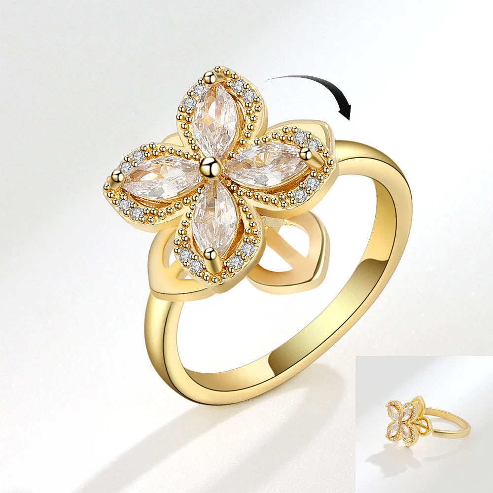 Starlight Clover - Elegant Silver Ring for ADHD Fidgeting