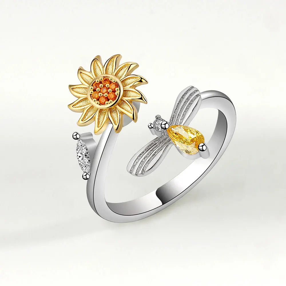 Honeybee Kiss - Subtle ADHD Spinner Ring for Daily Wear