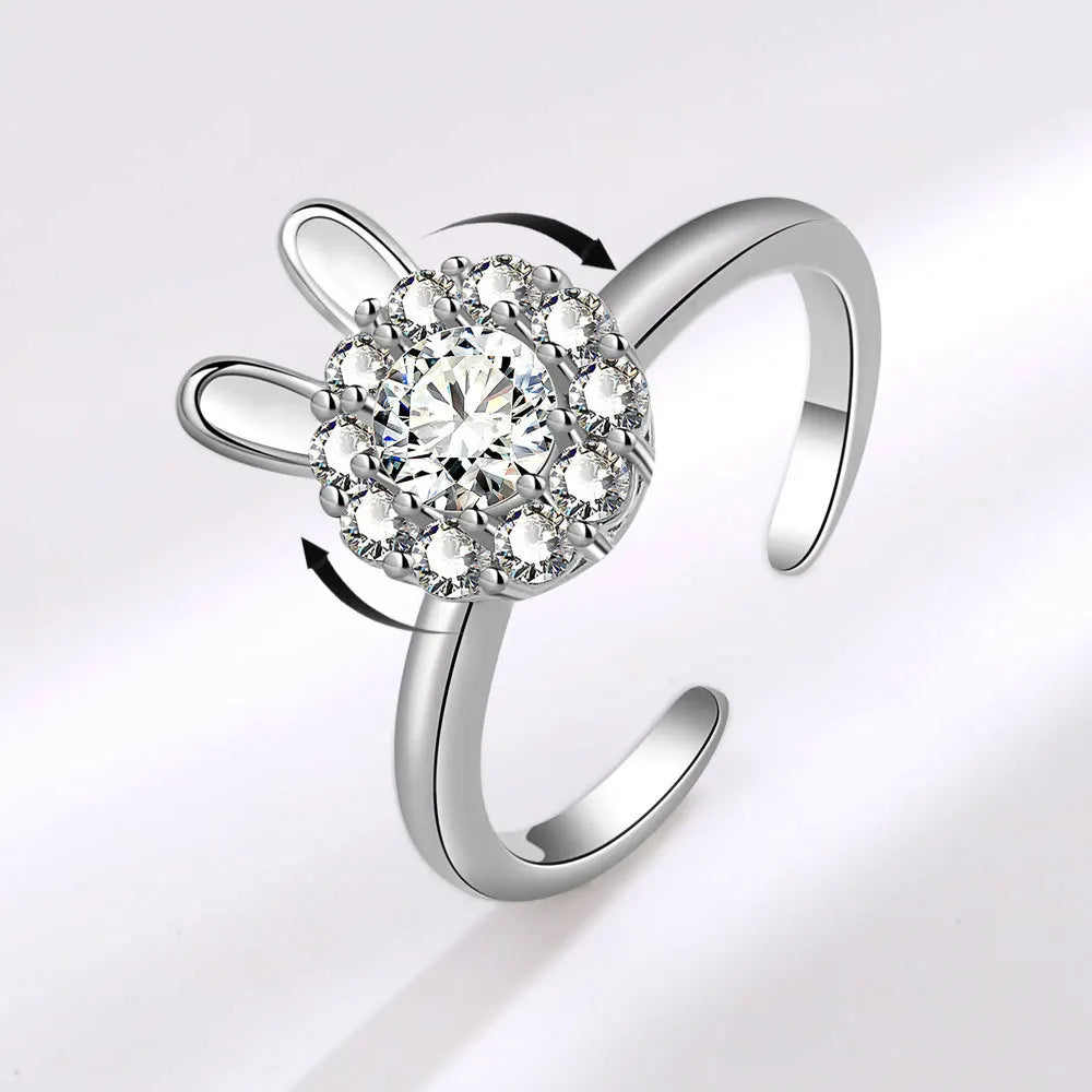 Lucky Rabbit - Elegant 925 Spinner Ring – Fidget Discreetly - Silver Edition