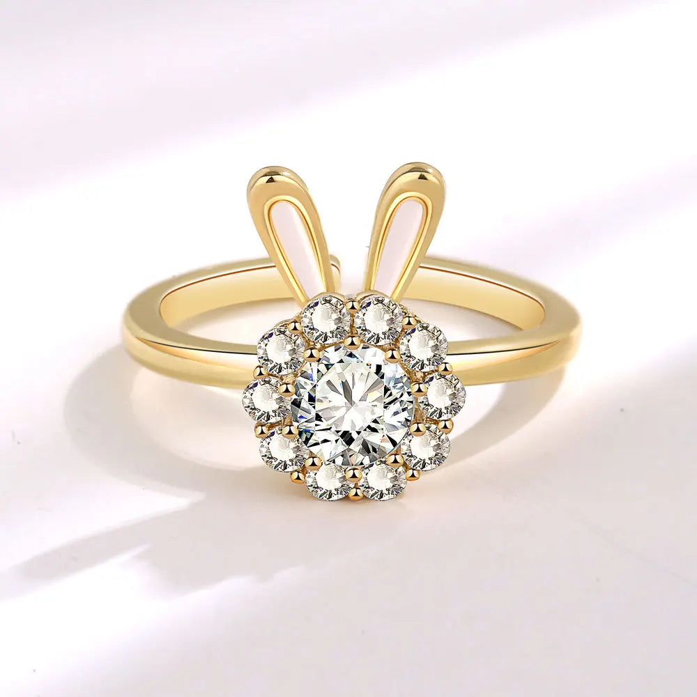Lucky Rabbit - Luxury Fidget Ring for ADHD in Gold plated Fine Silver