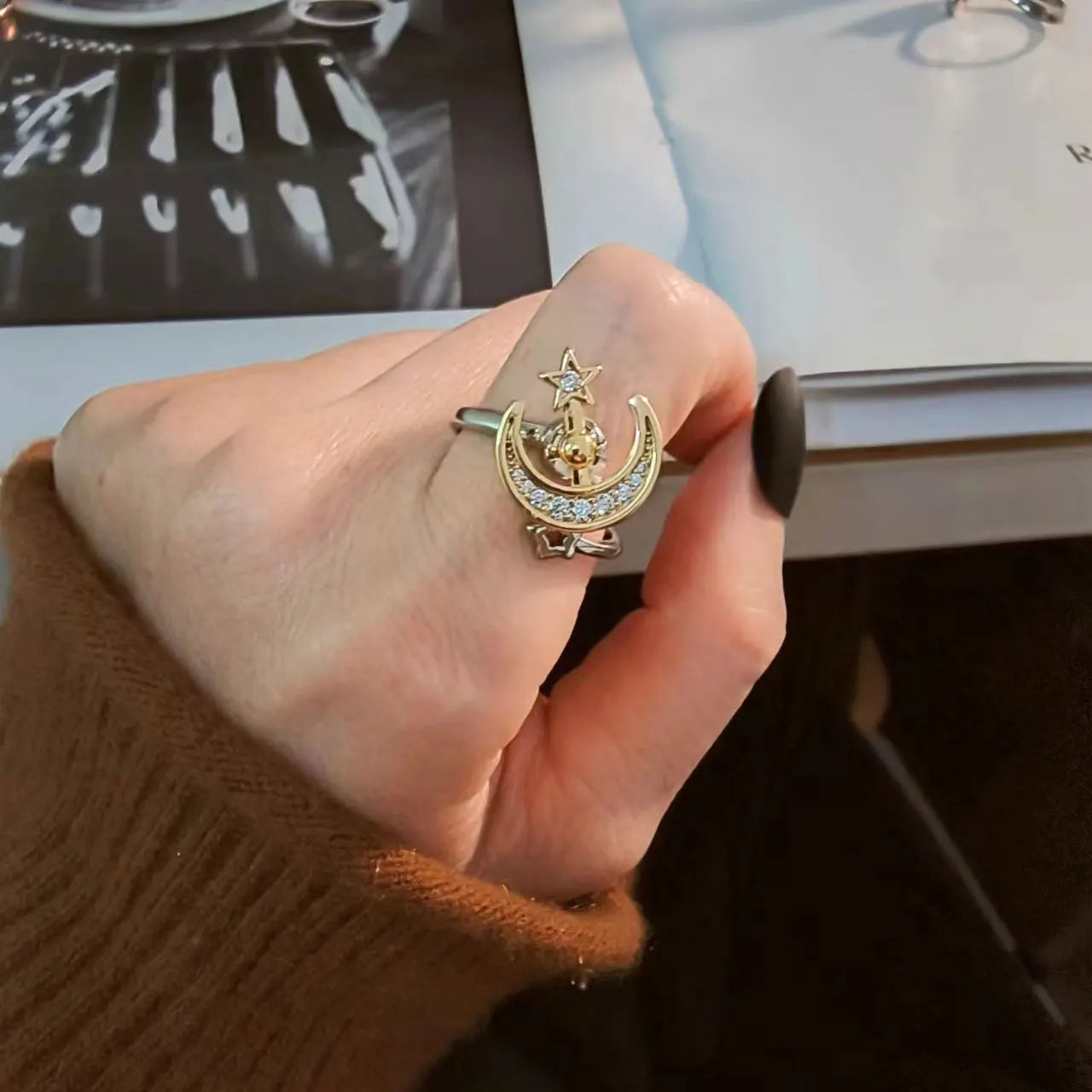 Moon Magic Radiance - ADHD Ring in Bicolor Polished Sterling Silver