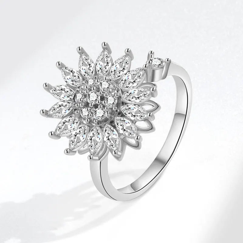 Goddess Bloom - ADHD Focus Ring – Elegant 925 Silver Spinner