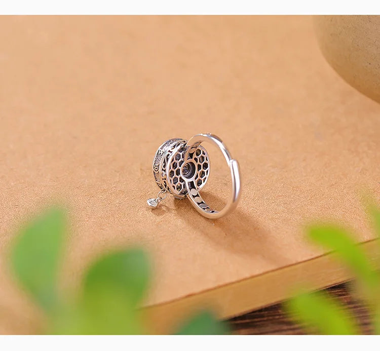 gold fidget ring core spin mantra wheel anxiety relief jewelry spinner ring for focus