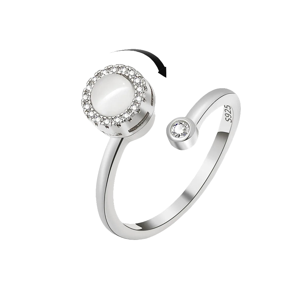 Harvest Moon - Silver ADHD Anxiety Ring with Zircon Detail