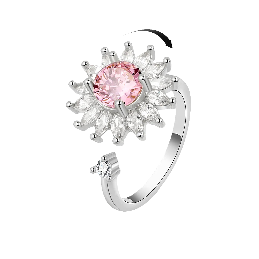 Mystic Blossom- 925 Silver ADHD Ring – Elegant & Functional - Silver & Pink
