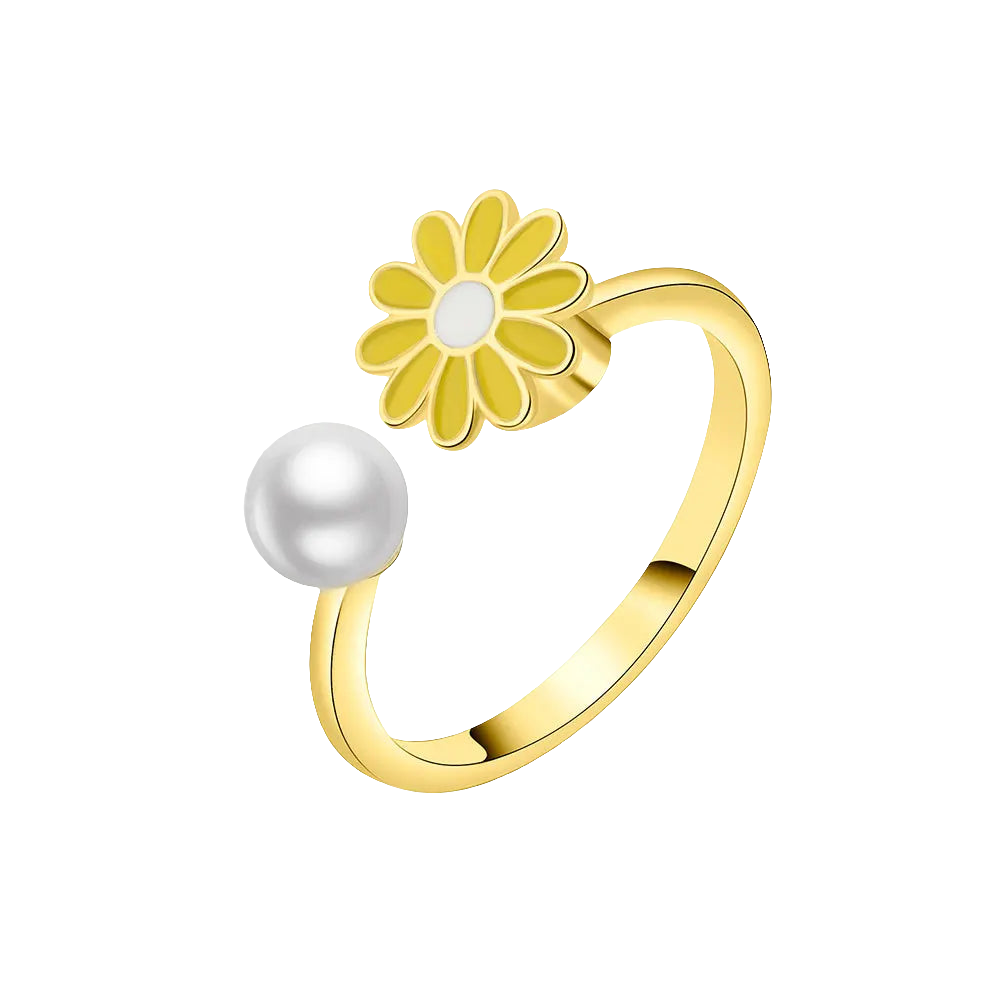 gold fidget ring core spin daisy anxiety relief jewelry spinner ring for focus