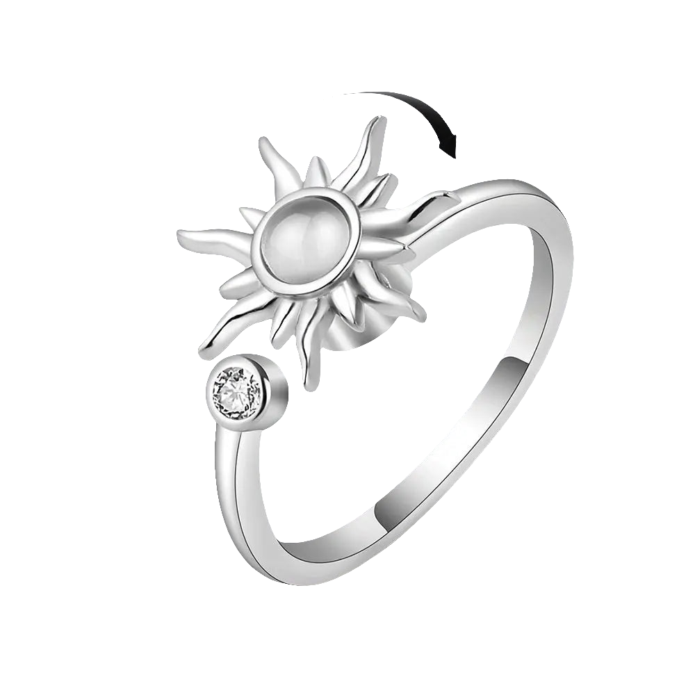 Silver Sun Halo - Fidget Ring with Rotating Band – Elegant Style