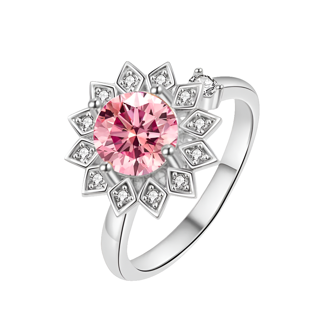 silver fidget ring core spin peony anxiety relief jewelry spinner ring for focus