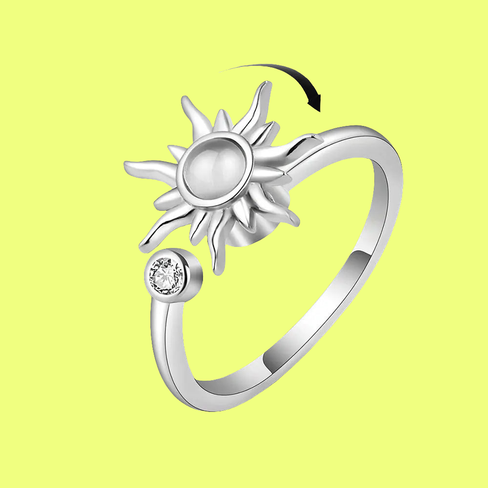 Silver Sun Halo - Fidget Ring with Rotating Band – Elegant Style