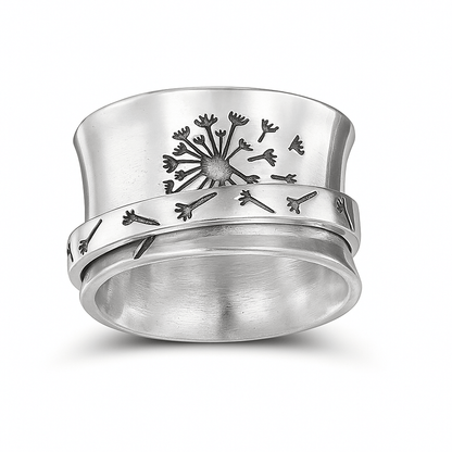 Wish Whisperer – Dandelion Dual Spin™ Fidget Ring (Silver)