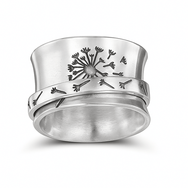 Wish Whisperer – Dandelion Dual Spin™ Fidget Ring (Silver)