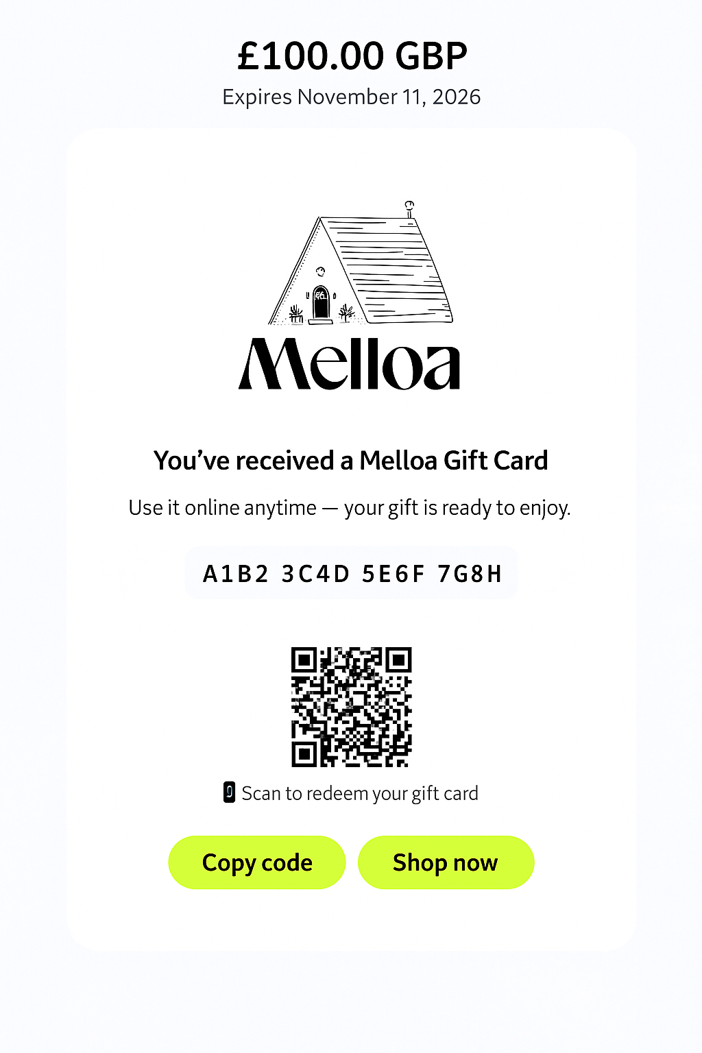 Instant Email Gift Card — The Perfect Last-Minute Digital Gift from Melloa