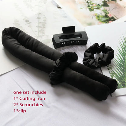 SilkCurl™ Heatless Hair Rollers Set – Gentle Curling with Clips, Scrunchy & Ribbon