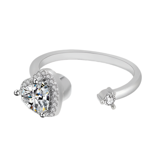 silver fidget ring core spin heart anxiety relief jewelry spinner ring for focus