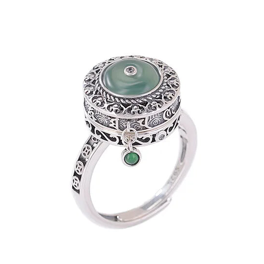 Jade Sanctuary – Premium Core Spin™ Silver Meditation Ring