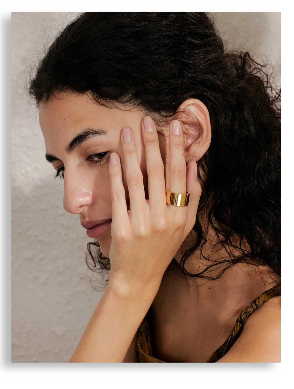 gold fidget ring gravity glide wide band with tiny beads anxiety relief jewelry spinner ring for focus