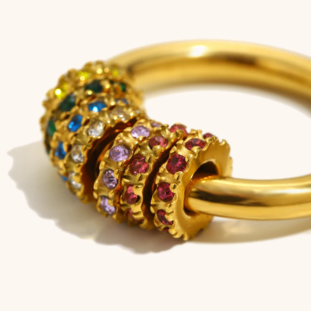 gold fidget ring bead roll band anxiety relief jewelry spinner ring for focus