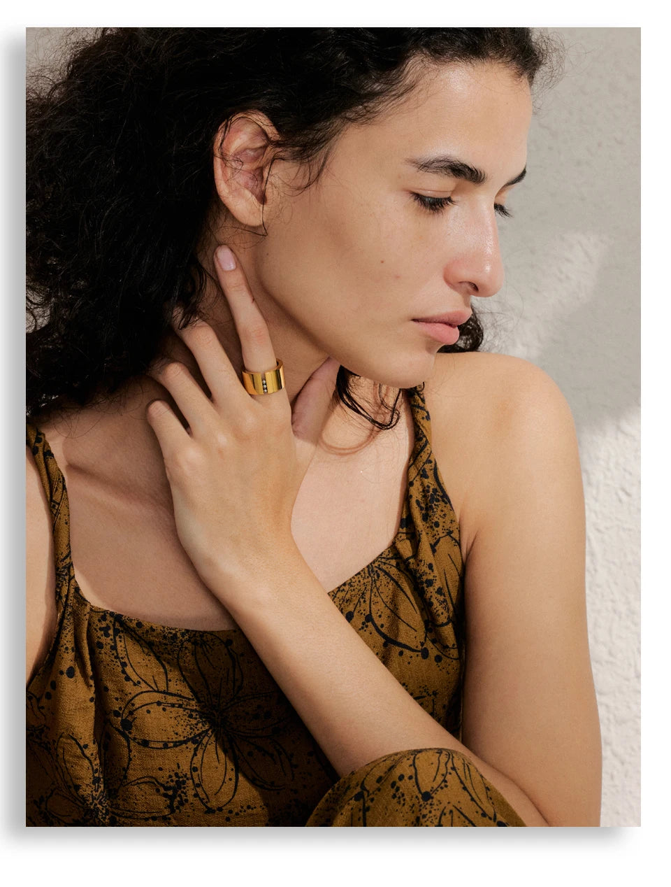 gold fidget ring gravity glide wide band with tiny beads anxiety relief jewelry spinner ring for focus