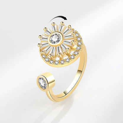 Wheel of Fortune - Anxiety-Relief Ring in Sterling Silver Gold Plated Finish