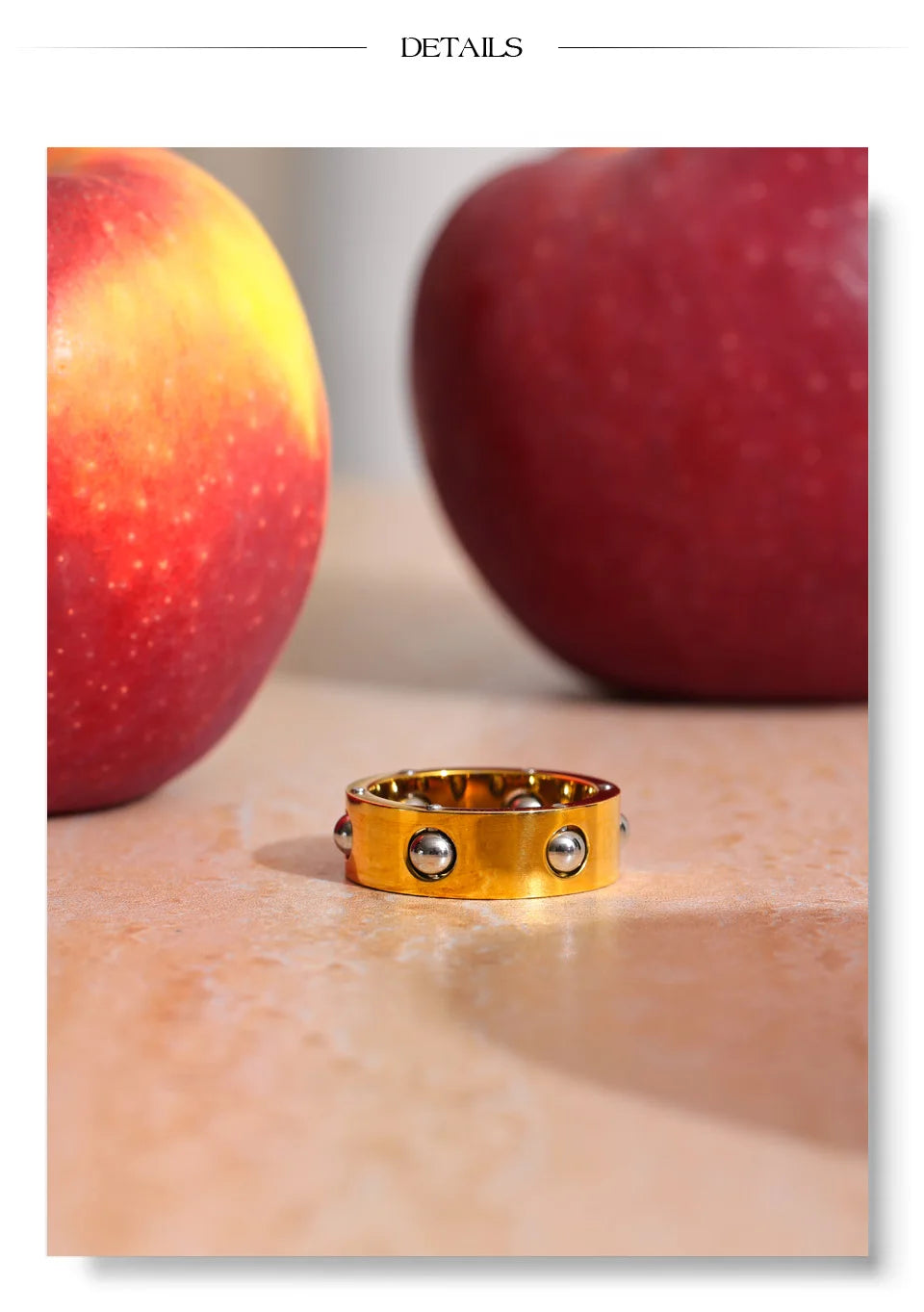 gold fidget ring bead roll wide band with beads anxiety relief jewelry spinner ring for focus