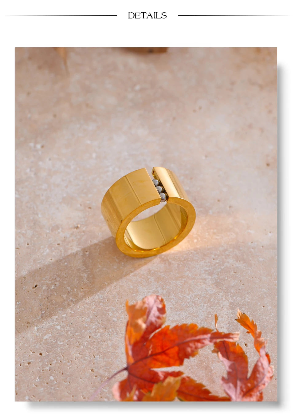 gold fidget ring gravity glide wide band with tiny beads anxiety relief jewelry spinner ring for focus