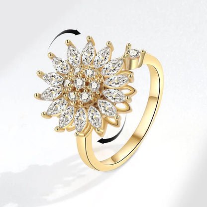 Goddess Bloom - Empowering Spinner Ring – Ideal for Anxiety Relief - Gold Edition