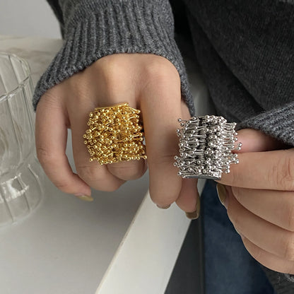 gold fidget ring textured rub multiple pins on square anxiety relief jewelry spinner ring for focus