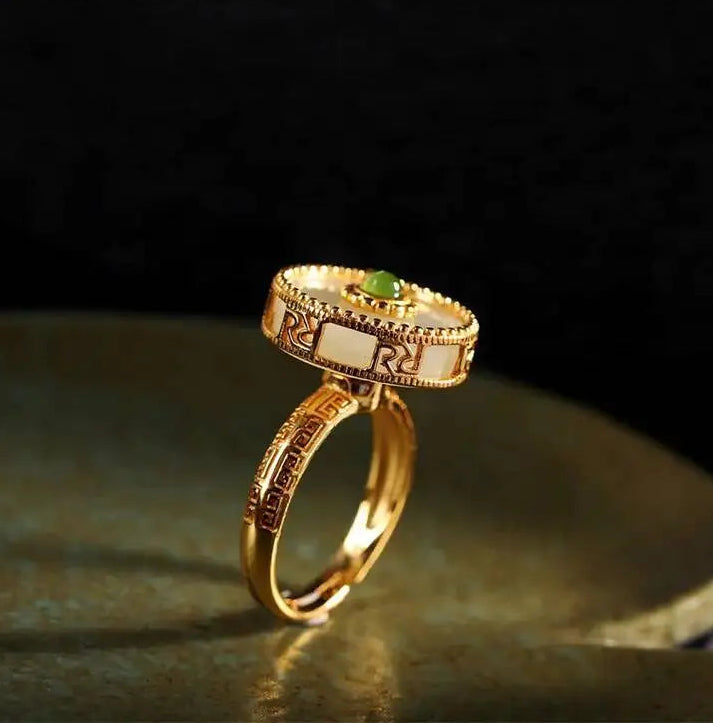 gold fidget ring core spin band anxiety relief jewelry spinner ring for focus