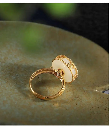 gold fidget ring core spin band anxiety relief jewelry spinner ring for focus