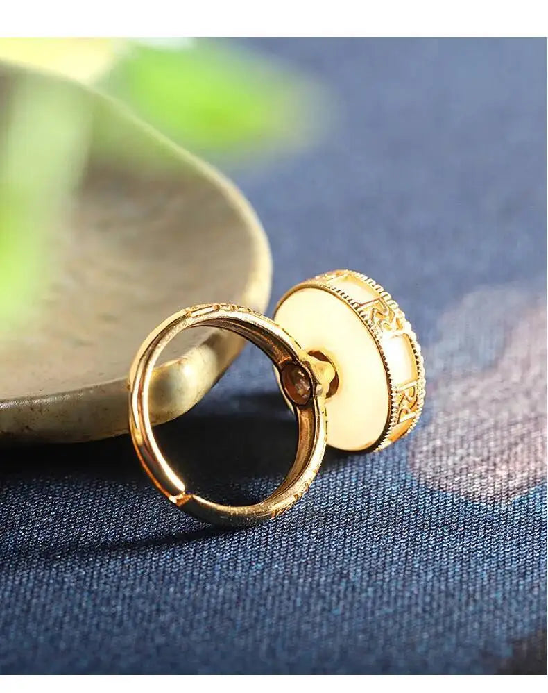 gold fidget ring core spin band anxiety relief jewelry spinner ring for focus