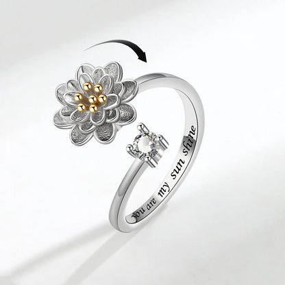 Lotus Whisper - Adjustable Sterling Silver ADHD Fidget Ring