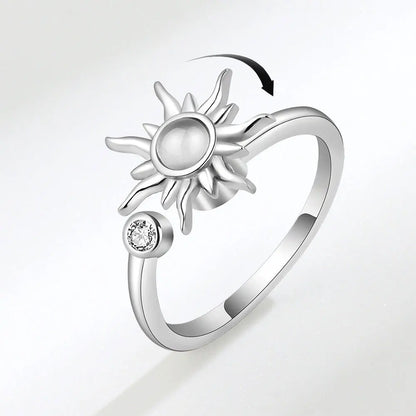 Silver Sun Halo - Fidget Ring with Rotating Band – Elegant Style