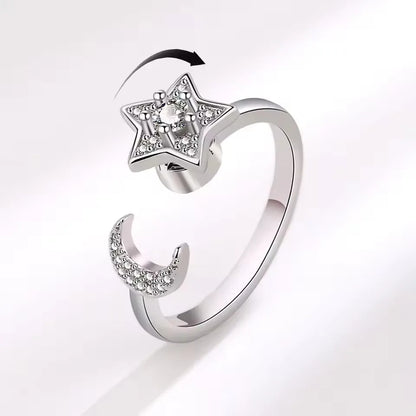 Cosmic Glow - Silver Fidget Ring for Stress Relief