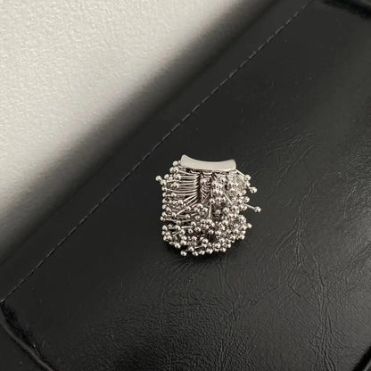 silver fidget ring textured rub multiple pins on square anxiety relief jewelry spinner ring for focus