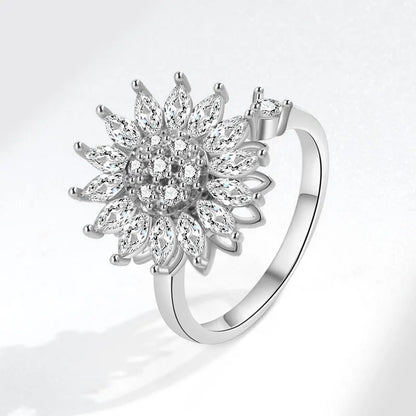 Goddess Bloom - ADHD Focus Ring – Elegant 925 Silver Spinner