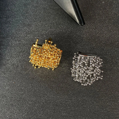 gold fidget ring textured rub multiple pins on square anxiety relief jewelry spinner ring for focus