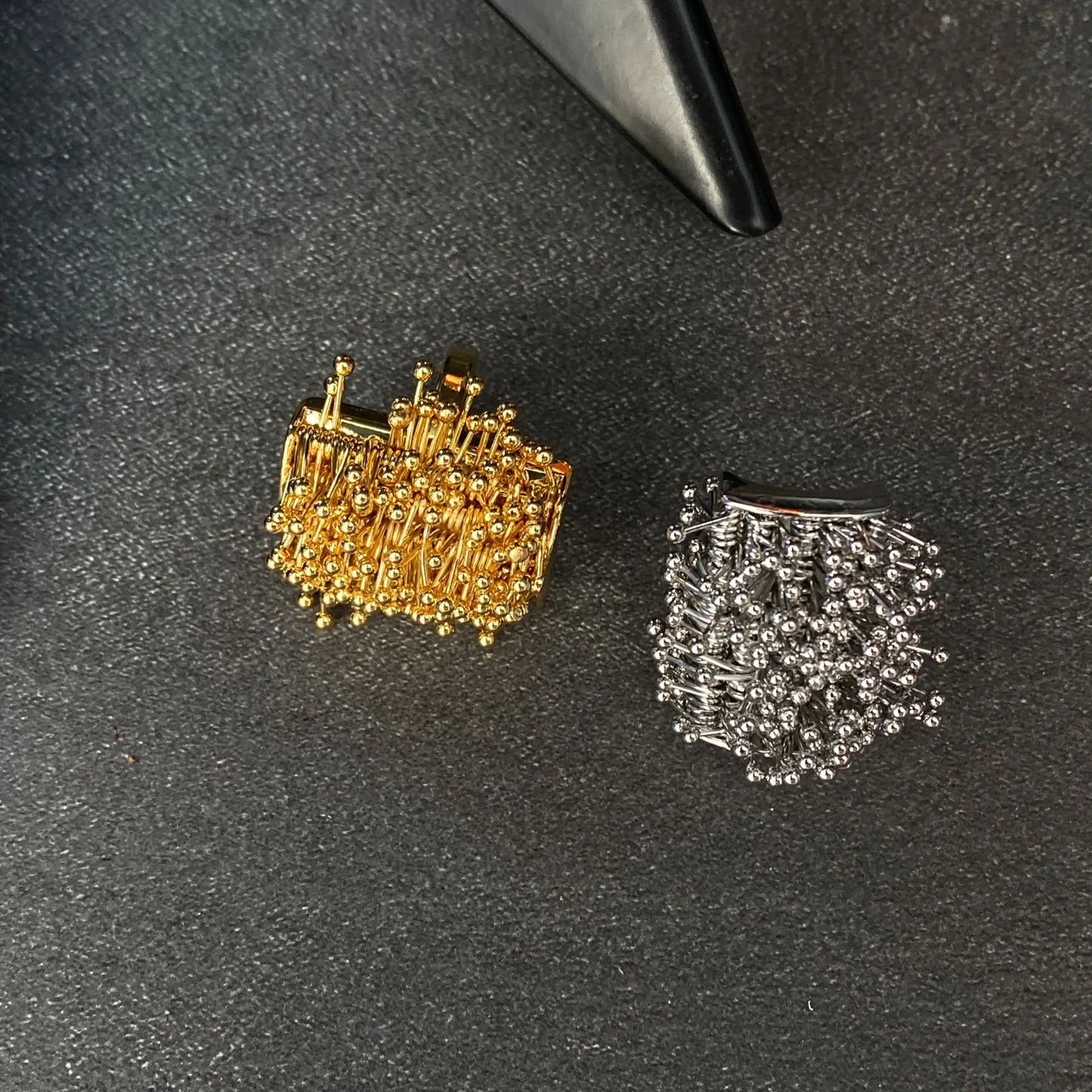 silver fidget ring textured rub multiple pins on square anxiety relief jewelry spinner ring for focus