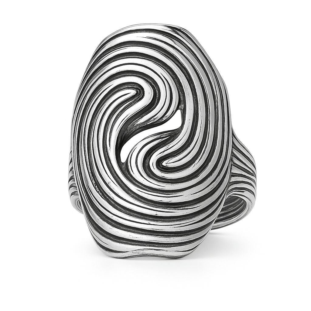 Shadow Work - Textured-Rub Fidget Ring in Silver