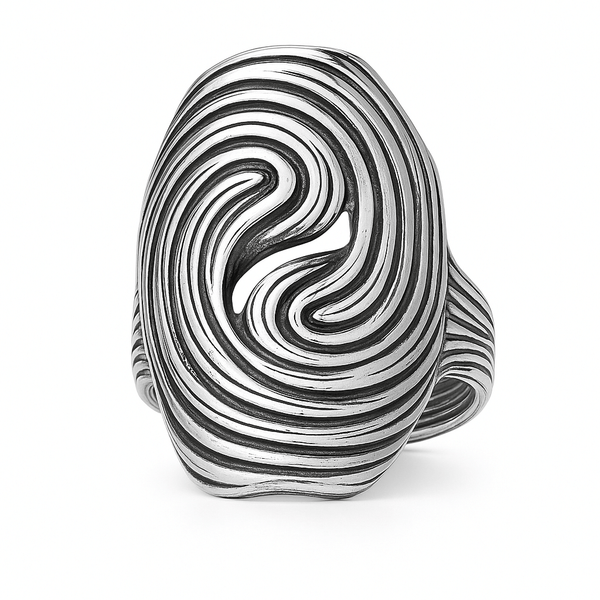 Shadow Work - Textured-Rub Fidget Ring in Silver