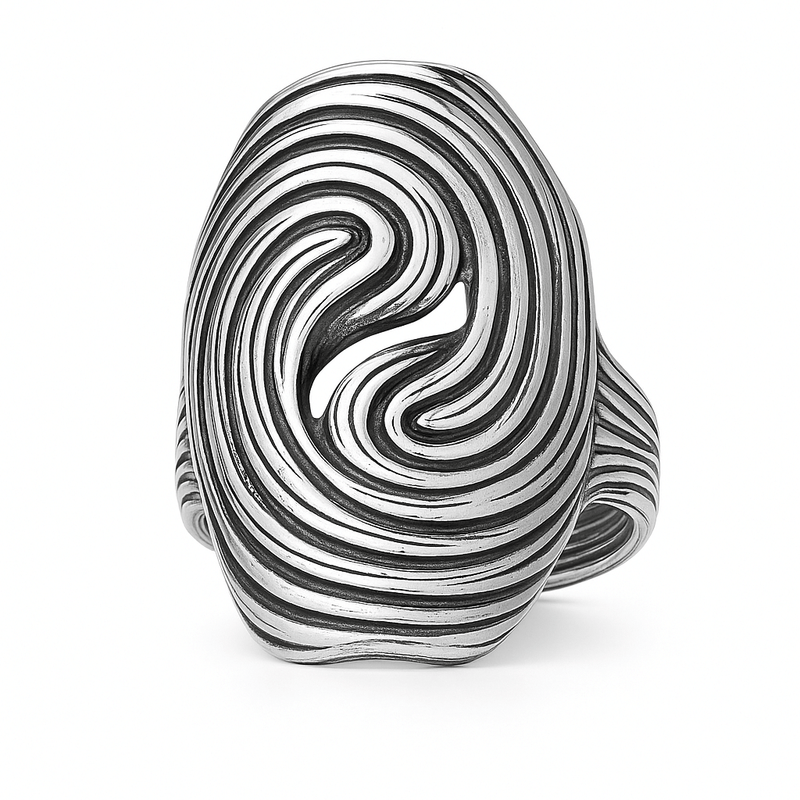 Shadow Work - Textured-Rub Fidget Ring in Silver