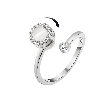 Harvest Moon - Silver ADHD Anxiety Ring with Zircon Detail