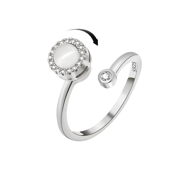 Harvest Moon - Silver ADHD Anxiety Ring with Zircon Detail