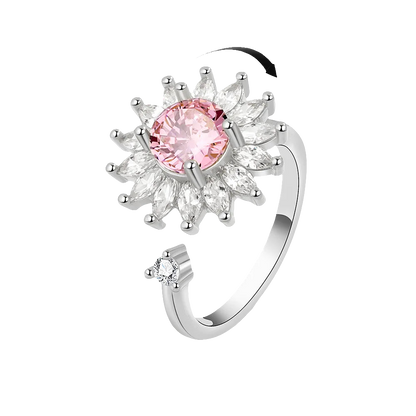Mystic Blossom- 925 Silver ADHD Ring – Elegant & Functional - Silver & Pink